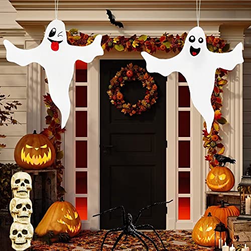 Halloween Ghost Hanging Decorations, 2 Pack 46 Inch Hanging Ghosts For Yard, Patio, Lawn, Garden, Outdoor Indoor Decor, Halloween Tree Decoration Friendly Spooky Props Party Supplies #TOP4
