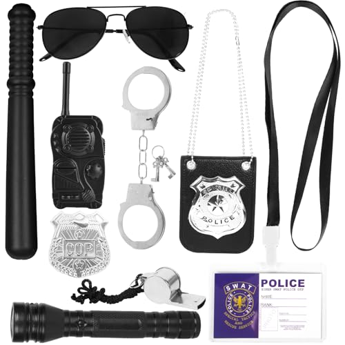 a3 OTTERS 9 PCS Police Pretend Play Toy Set Police Accessories for Kids