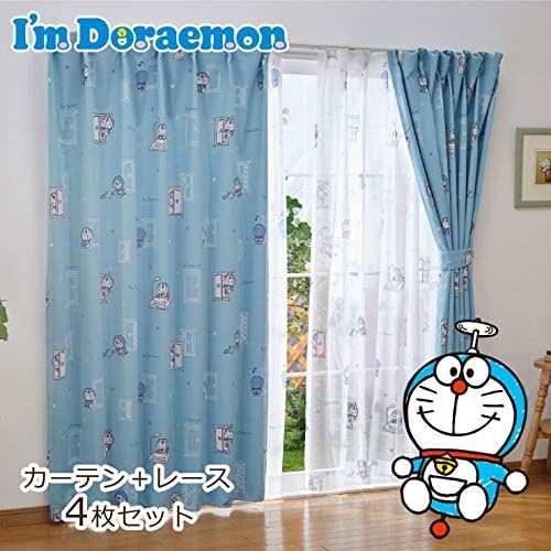 Amazon Co Jp Sanrio サンリオ I M Doraemon ドラえもん 遮光カーテン レースカーテン4枚セット 幅100 178cm丈 Sb 507 S Sb 508 S ホーム キッチン