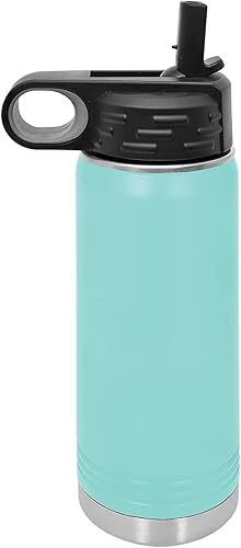 Miniatura 2 de LaserGram Botella de agua de doble pared con tapa abatible de 20 onzas con pajilla, cabeza de caballo 1, grabado personalizado incluido (verde