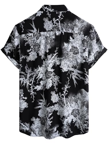Image of JOTOOK Mens Hawaiian Shirt Short Sleeve Button Down Tropical Shirts Casual Floral Summer Beach Shirt