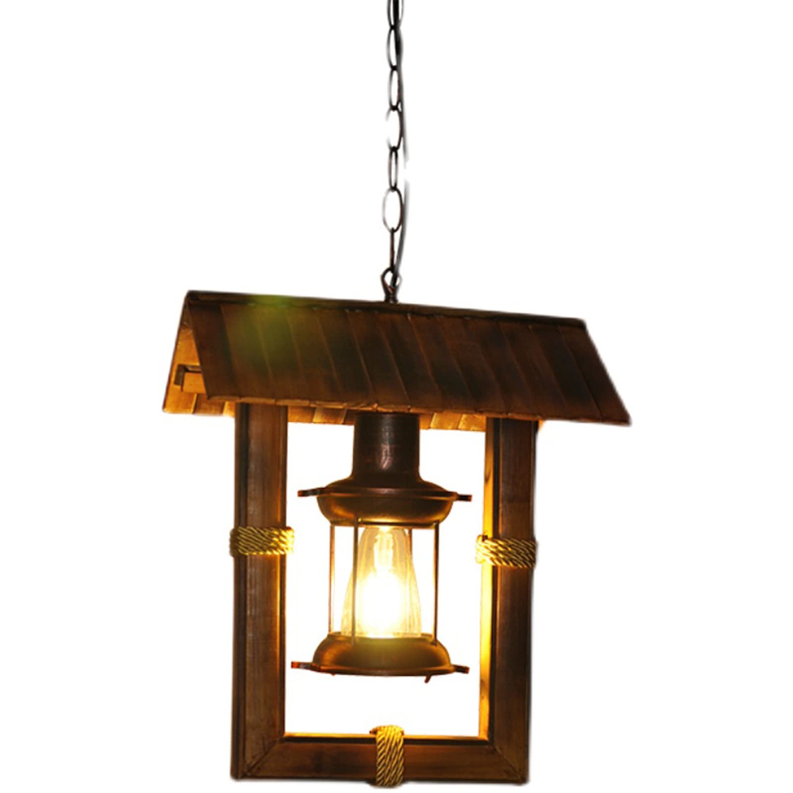 Chandelier créatif de petite maison rétro nostalgique en bois - 8