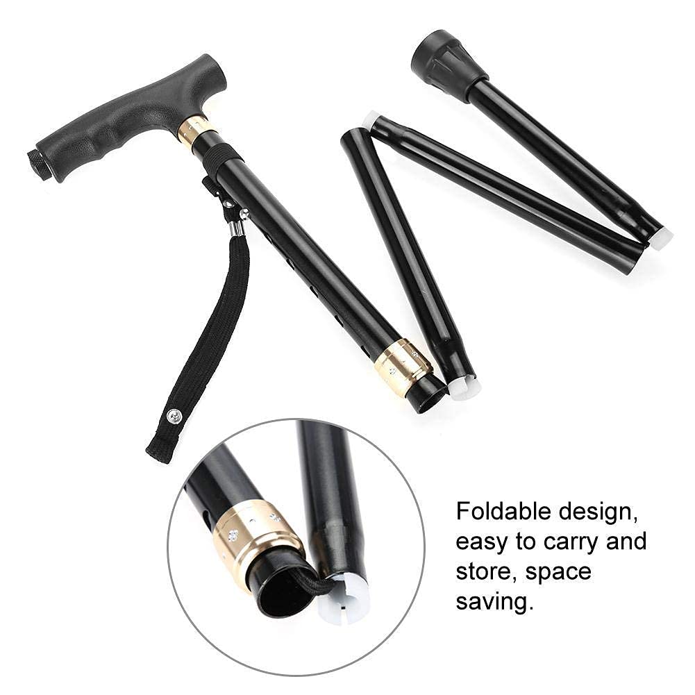 Andadores para Personas Mayores Bastón Plegable, Bastón Plegable Muleta para Bastón Ciego con Guía para Bastón Plegable para Personas Mayores En Aleación De Aluminio con Luz LED Andador Andador,