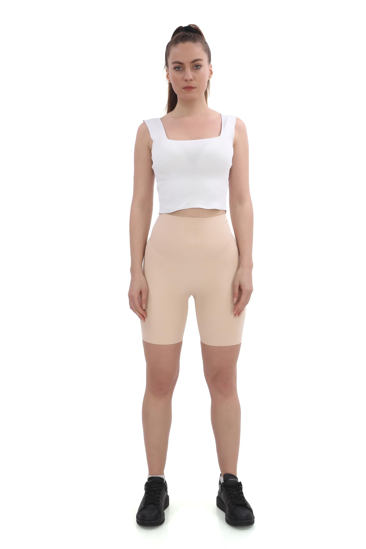 SAUNA SUIT Kadın Yüksek Bel Göğüs Altı Ve Diz Üst Bacak Toparlayıcı Sıkılaştırıcı Lazer Kesim Paçalı (2XL/3XL)