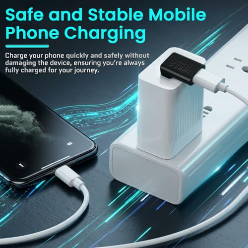Image of Verilux 2Pcs Right Angle Type C Female to USB Male Adapter, Type C to USB 3.1 Charger Converter Support 10Gbps Speedy Data Transfer Compatible with iPhone 17 /16 /15, Galaxy S26 /S25 /S24, Black