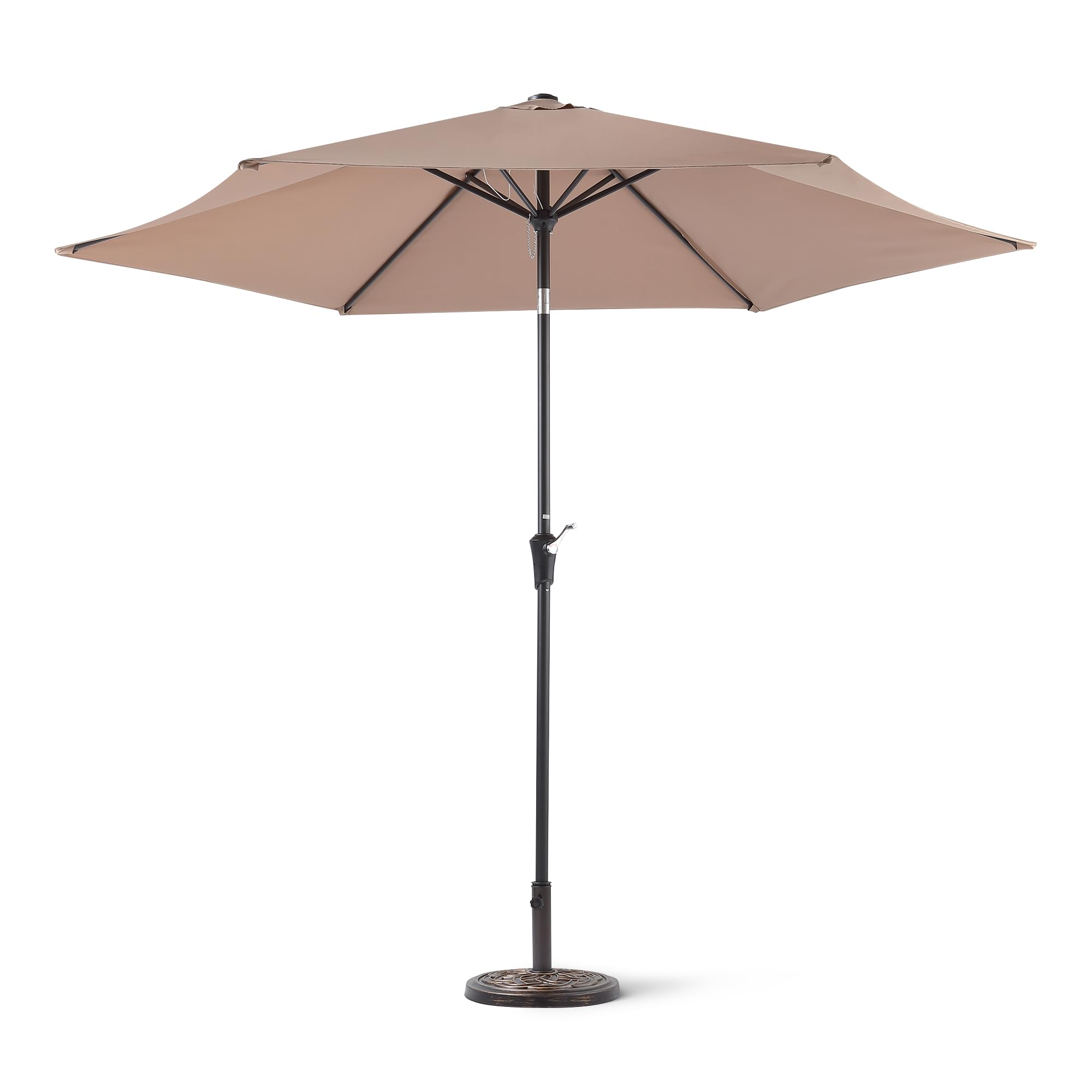 Amazon Basics 95.3" Patio Umbrella with Crank Lift and Push Button Tilt, Outdoor Umbrella for Yard and Garden, Tan