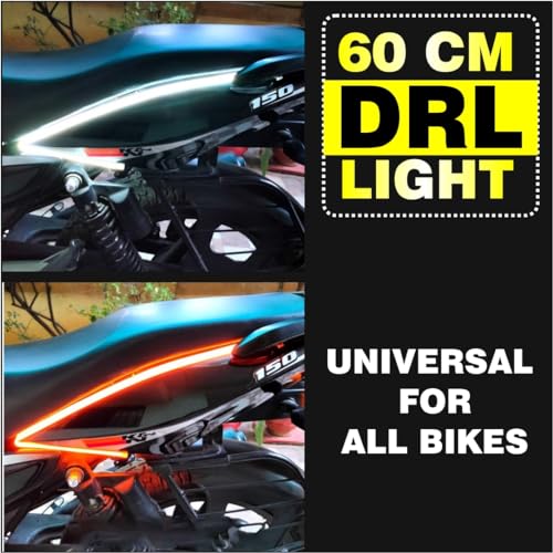 Image of OBEROI'S TRADERS Premium Flexible Dual Color Headlight DRL Daytime Running Light Tube Guide Car LED Strip For Trunk /Dicky /Boot /Tail Lights Streamer Brake Turn Signal Light (60cm)