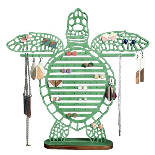 KASESSS Organizador Joyas de Madera, Organizador Pendientes, Expositor Pendientes Tortuga, 99 Agujeros Colgador Collares, Soporte para Joyas Decorativos para Collares, Pulseras, Anillos, Pendientes