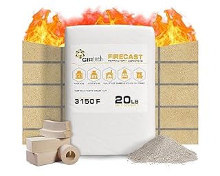 Girtech FireCast Castable Refractory Cement Mix 3110 Degree Fahrenheit 20 Lbs High Temperature Heat Resistant Fireproof Mortar Build Repair Pizza Oven Fire Places Forge Kiln Stove