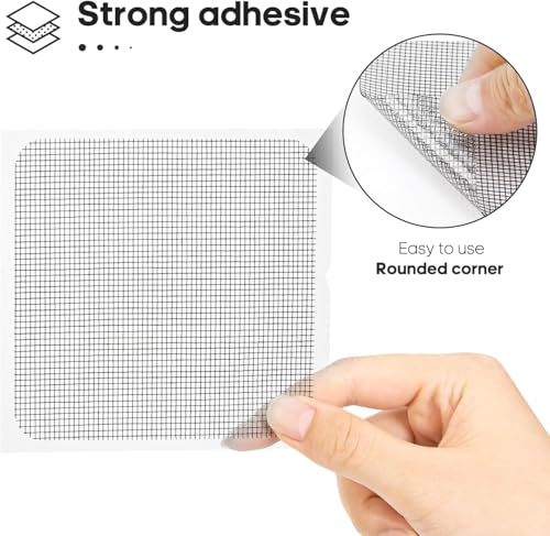 Criveple Fliegengitter Reparatur Set,12 Blätter Fliegengitter Fenster Reparatur Klebeband,Selbstklebend Fenster Tür Patch Reparatur Glasfaser Insektenschutz Reparaturset für Fliegengitter Fenster