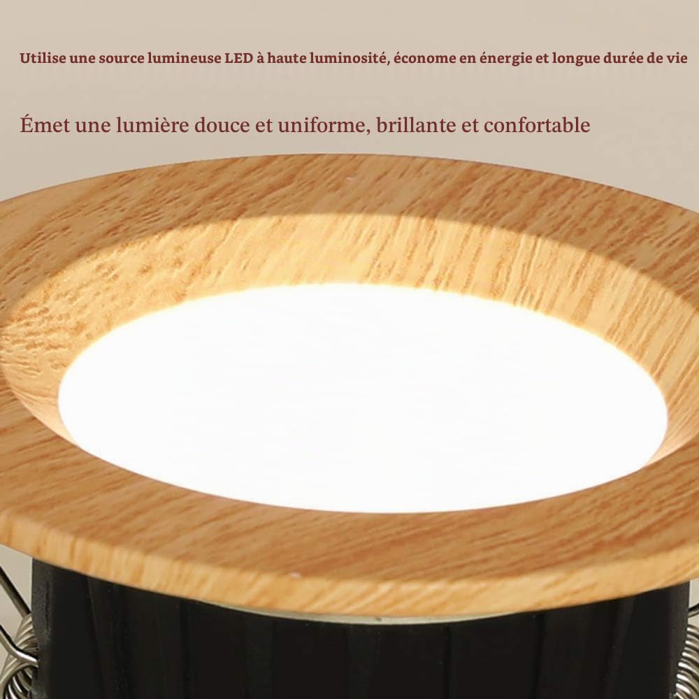 Lot de 6 plafonniers LED encastrables couleur bois for couloir, allée, plafonnier encastrable en aluminium, 5 W, 7, kits d'éclairage for éclairage commercial(5W,Warm light)