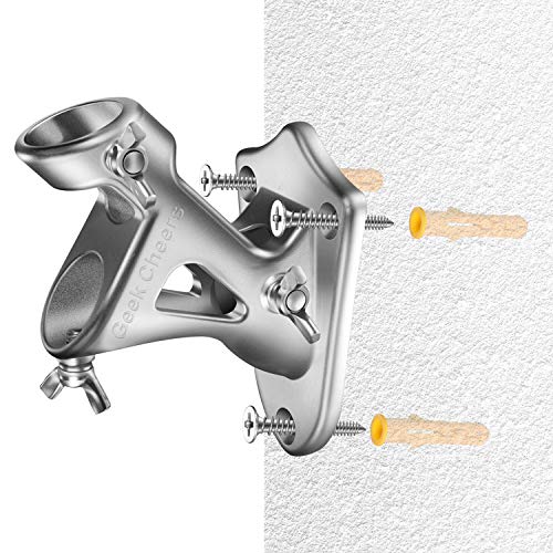 Geek Cheers Stainless Steel Heavy Duty Flag Pole Holder Flag Bracket, 2 Positions For 1" Flag Pole Wall Mount House & Estate Flag Pole Bracket,Blad Drill Bit Included Rust Free Flag Pole Mount Silver #TOP3