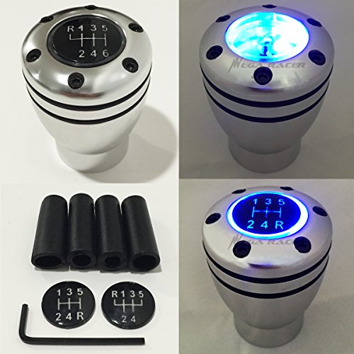 Mega Racer Manual Transmission Speed 5 6 Blue LED Light Silver Sport Gear