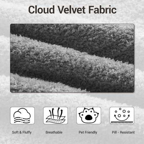 Image of Modular Cloud Couch Sectional, Boneless Sofa with Ottoman, Deep Seat Fluffy Sectional Couch for Living Room & Bedroom, No Assembly Required, Grey