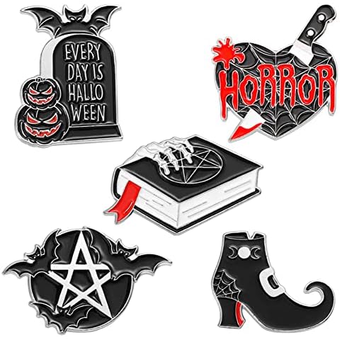 Yangshine 5PCS Halloween Enamel Pins Backpacks Brooches Cool Lapel Pins Shoes magic knife tombstone Brooches punk Badge Jewelry Pins For Costumes Hats DIY Decorations, 3cm, (YSXZ003-1) Cover