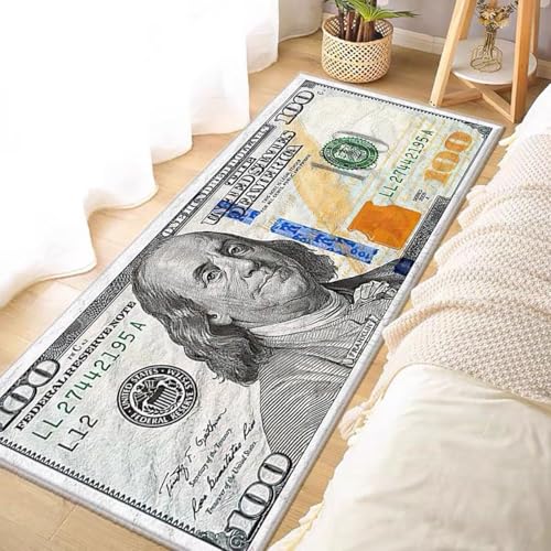 Tapete con diseño billete de 100 dólares 18''x43'' miniatura 1