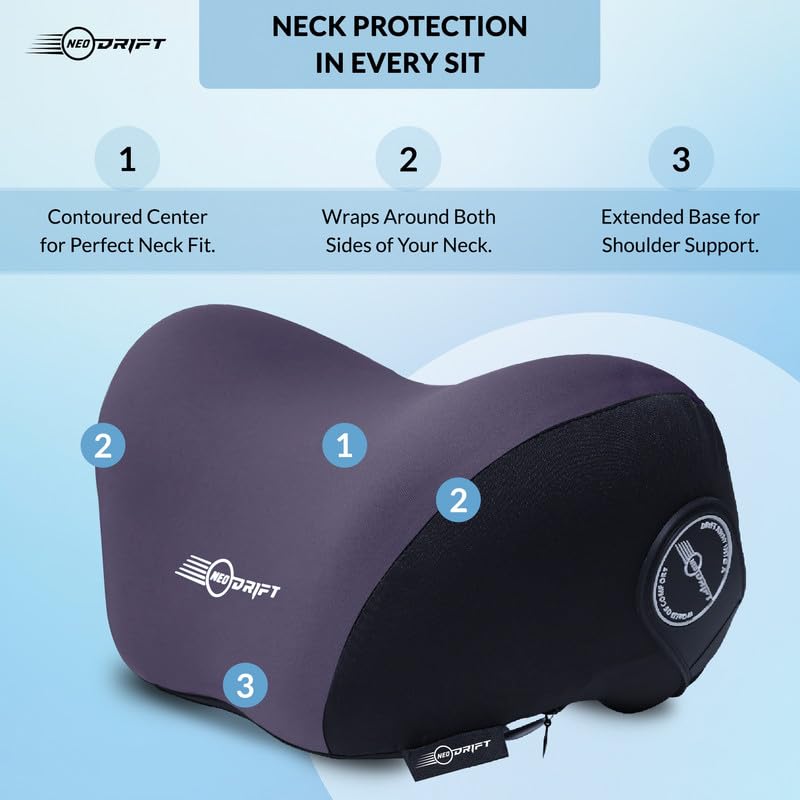 Image of Neodrift 'NeckFlow Pro' (Set of 2) | (Color - Rendom) (Neck Rest Cushion Orthopedic Velvet Memory Foam Pillow for Neck, Head, Shoulder Support) Pain Relief for Car