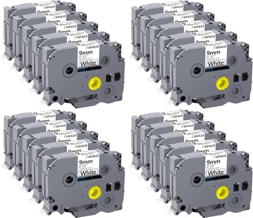 Cassette de ruban laminé 9 mm compatible Brother TZe-221 pour impression noir sur blanc