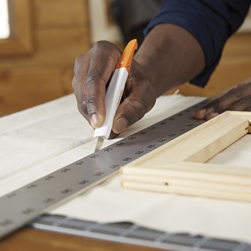 Fiskars 165110-1001 Faca artesanal com detalhe fácil de trocar lâmina nº 11, laranja/branca