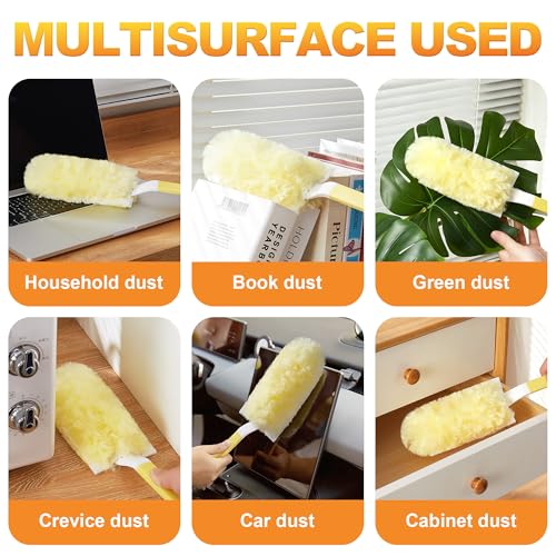 Image of Heavy Duty Duster Refills for Swiffer Duster, 24 Count Yellow Refills with 1 Handle, Disposable Dusters for Cleaning Electronics, Furniture, Blinds