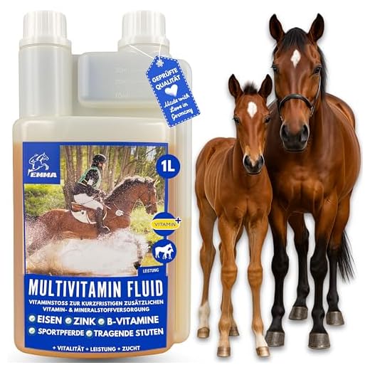 EMMA ♥ Multi-Vitamines pour Chevaux I Complément Alimentaire I Mélange avec vitamines B, Zinc & Fer I Performance & énergie I pour Chevaux de Sport, juments Enceintes, Seniors 1 Litre