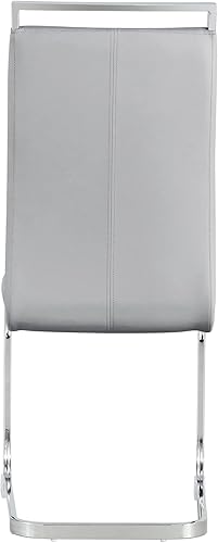 Miniatura 7 de Juego de 2 sillas de comedor, sillas de cocina, sillas sin brazos, sillas laterales de cuero y patas de metal con respaldo alto (2, sillas gris