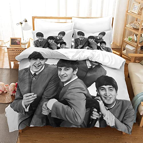 The Beatles Parure Housse Couette Impression 3D Groupe de Rock Ensemble De Literie Entretien Facile Respirant Prévenir… - Les Beatles, Paul McCartney, John Lennon, RIngo Starr, George Harrison The Beatles Parure Housse Couette Impression 3D Groupe de Rock Ensemble De Literie Entretien Facile Respirant Prévenir… – Image 3