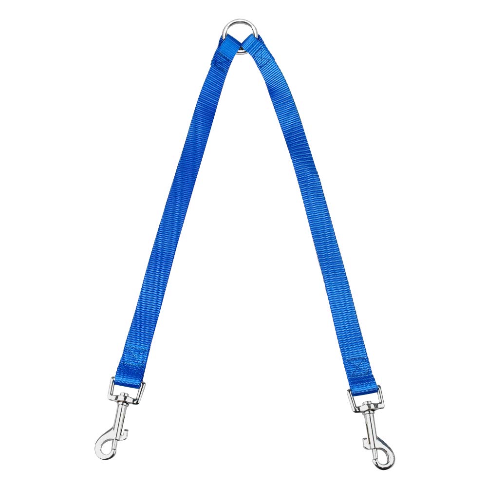 SpeedPetsDouble Lead Nylon Dog Leash Walk 2 Dogs (Medium, Blue)