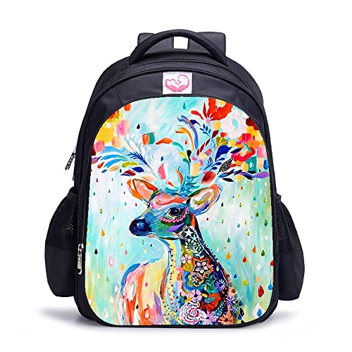 Sac à dos cerf 3D 16 pouces pour école et voyage unisex