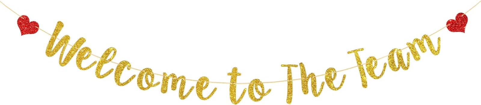 Welcome to The Team Banner, New Apprentice, New Colleague Team Member Welcome Banner, Teacher Boss Employee Coworker Staff Gift Banner, Gold Glitter