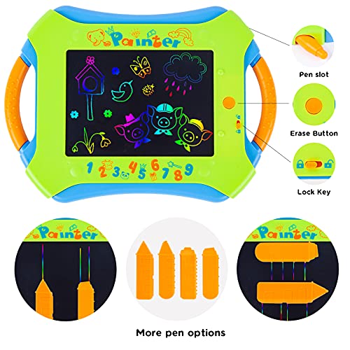 LCD Writing Tablet for Kids Colorful Doodle Board for Toddlers 8.5 inch Erasable Reusable Drawing Pad for Kids Educational Learning Toys Gift for Boys Girls (Green) - Thumbnail 3