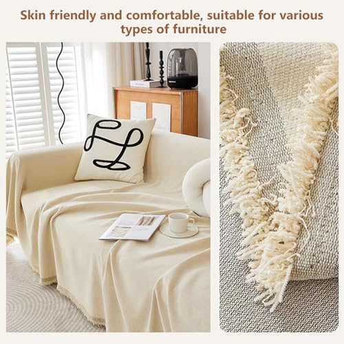 ALLOMN Chenille Sofa Covers for 3 Seater, Solid Color Sofa Protectors from Pets Cats Dogs, Breathable Loveseat Couch Covers Non-Slip Furniture Slipcovers Soft Sofas Seat Cushion Cover, 180x300cm - Image 4