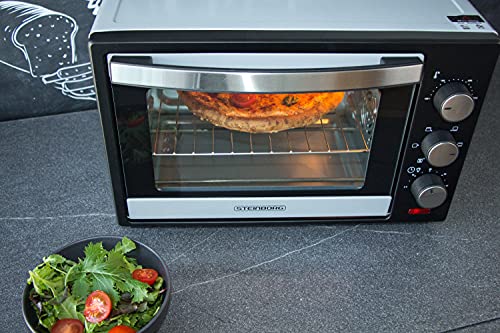 Miniatura 7 de Mini Horno De 25 Litros, Minihorno Horno Horno De Pizza Horno 3 En 1 Bandeja Para Migas Calor Superior E Inferior Convección 1600 W Temporizador De 60 Minutos