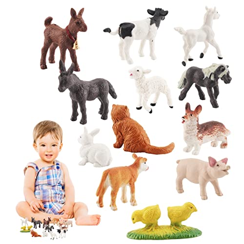 Mgichoom Bauernhoftiere Spielzeug Statuen,12-teiliges Bauernhof-Scheunentier-Spielset | Mini-PVC-Simulation Farm Animal…