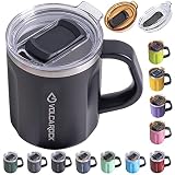 VOLCAROCK Stainless Steel Coffee Mug with Handle, 16 oz Double Wall Vacuum Insulated Travel Mug Tumb