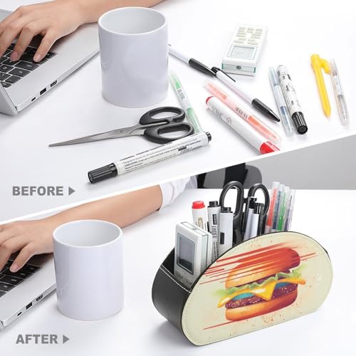 Organiseur de télécommande en cuir PU à 5 compartiments pour bureau