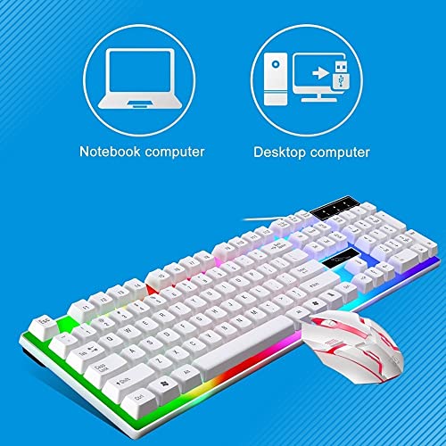 Kit Teclado + Mouse Semi Mecânico Gamer Led Rgb Luzes Branco M400 Luuk Young