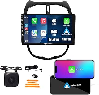 Kunfine Car CarPlay Android Auto Navigation Stereo GPS Radio Camera Display 9" IPS Touchscreen Headunit Tablet Pad Media Player For Peugeot 206 2000-2016 For Citroen C2, if Applicable Octa Core 4G+64G