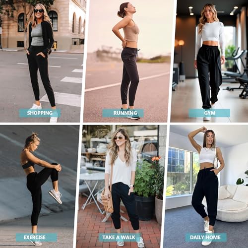 Image of CADITEX Womens Joggers with Pockets,Stretch Active Drawstring Sweatpants Women for Travel Workout Running