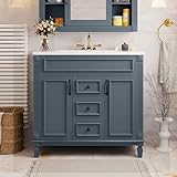 Virubi 36' 'Bathroom Vanity with Ceramic Sink, Traditional Bathroom Storage Cabinet with 2 Doors and 2 Drawers, Solid Wood Frame Bathroom Vanities