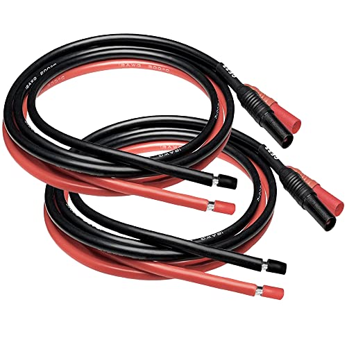 Image of Insulated Safety Banana Plug to Bare Wire Test Lead, Soft Silicone Cable, Tinned Copper, 3 Feet, 2 Pairs