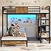 ADORNEVE Full Over Twin Bunk Bed with 8 Storage Drawers, Metal Loft Bed with Led Lights & Storage Shelves, Bunk Beds Twin over Full Size with 13.4