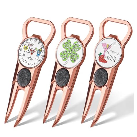 Amy Sport Golf Divot Repair Tool and Ball Marker Portable Foldable Magnetic Pop-up Button Stainless Steel Tools (2 Pack Blue)