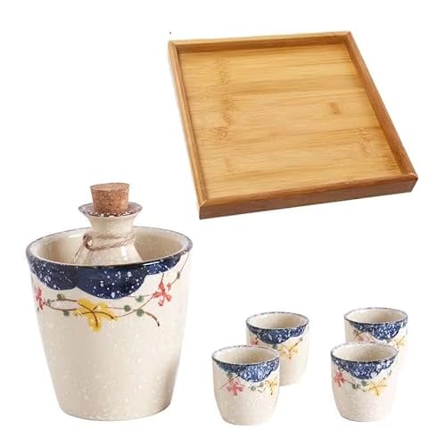 YIRENZUI Wine Set Ceramic Wine Glass White Wine Sake Pot Hip Flask Cups Set,Most Ideal Choice (Color : A, Size : As Shown)