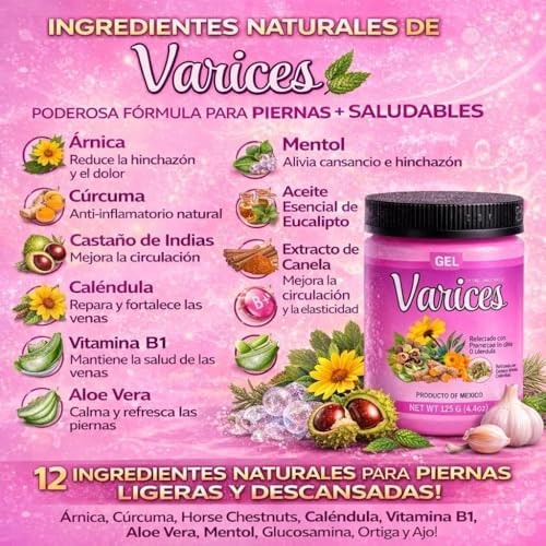 Viral Varices Gel 4.4oz (125g) – Natural Massage Gel– 4.23 oz (120 g) – Varicosa Massage Body Oil Targeted Cooling Sensation for Legs, Knees, Arms & Shoulders – with Calendula & Horse Extract image 4