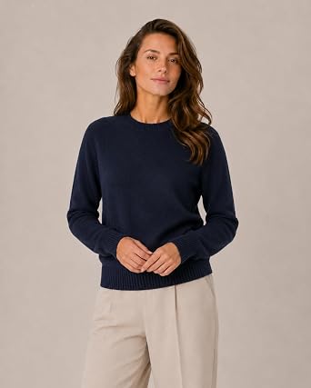 State Cashmere Womens Essential Crewneck Sweater 100% Pure Cashmere Classic Long Sleeve Pullover