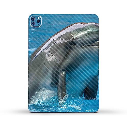 Image of MightySkins Carbon Fiber Skin Compatible With Apple iPad Pro 11 inch M2 4th Gen (2022) Full Wrap Kit - Dolphin Greeting | Protective, Durable Textured Carbon Fiber Finish | Easy To Apply | Made in the USA