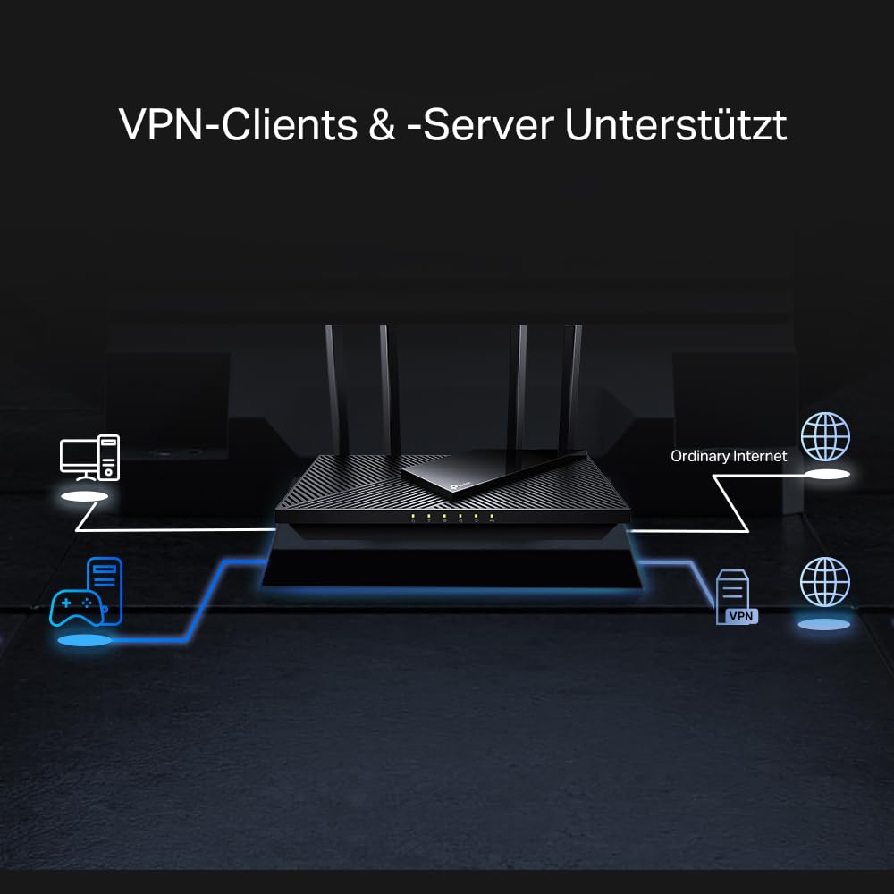 TP-Link Archer AX55 Pro Wi-Fi 6 WLAN Router Dualband AX3000, 1 × 2,5 Gbit/s-Port + 4 × Gigabit-Port, USB 3.0, VPN, WPA3, OneMesh, Kindersicherung, HomeShield, Keine Unterstützung für DSL-Funktion