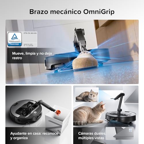 Miniatura 4 de roborock Saros Z70 Robot Aspirador Succión Extrema de 22000 Pa | Brazo Mecánico OmniGrip Plegable de 5 Ejes, Succión de 22000 Pa, Doble Sistema antienredos, Diseño Ultrafino de 7,98 cm