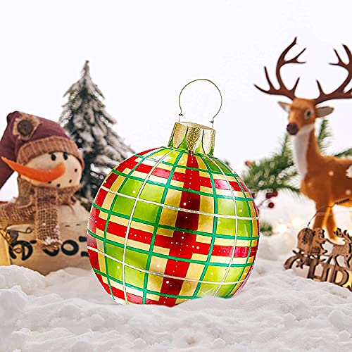 Aufblasbare Weihnachtskugel, Dekoration, riesiger Weihnachtsball, für den Außenbereich, Ornamente für Hochzeit, Festival, Heimdekoration, Hof, Rasen, Garten, Außendekoration, mit Pumpe (H), 60 cm